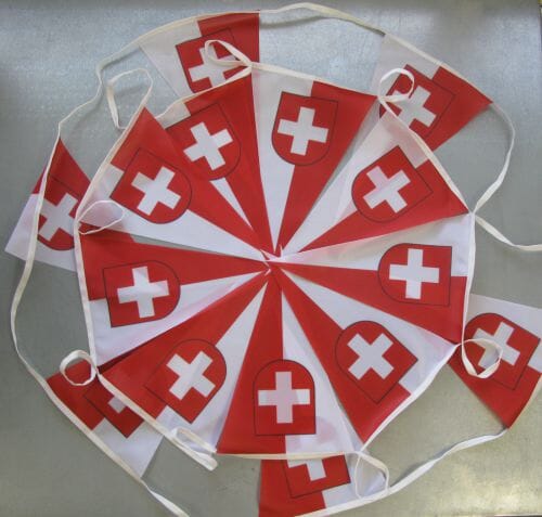 Wimpelkette Schweiz aus Stoff rot/weiss | 6 m - Bild 1