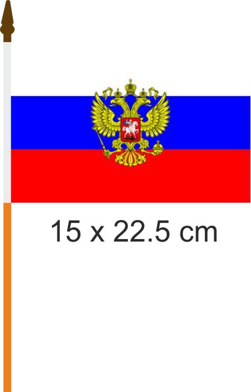 Russland mit Adler Fahne / Flagge am Stab Pack &agrave; 4 St&uuml;ck | 15.5 x 22.5 cm - Bild 1