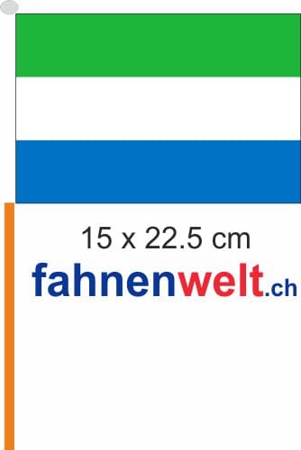 Sierra Leone Fahne / Flagge am Stab Pack &agrave; 4 St&uuml;ck | 15 x 22.5 cm - Bild 1