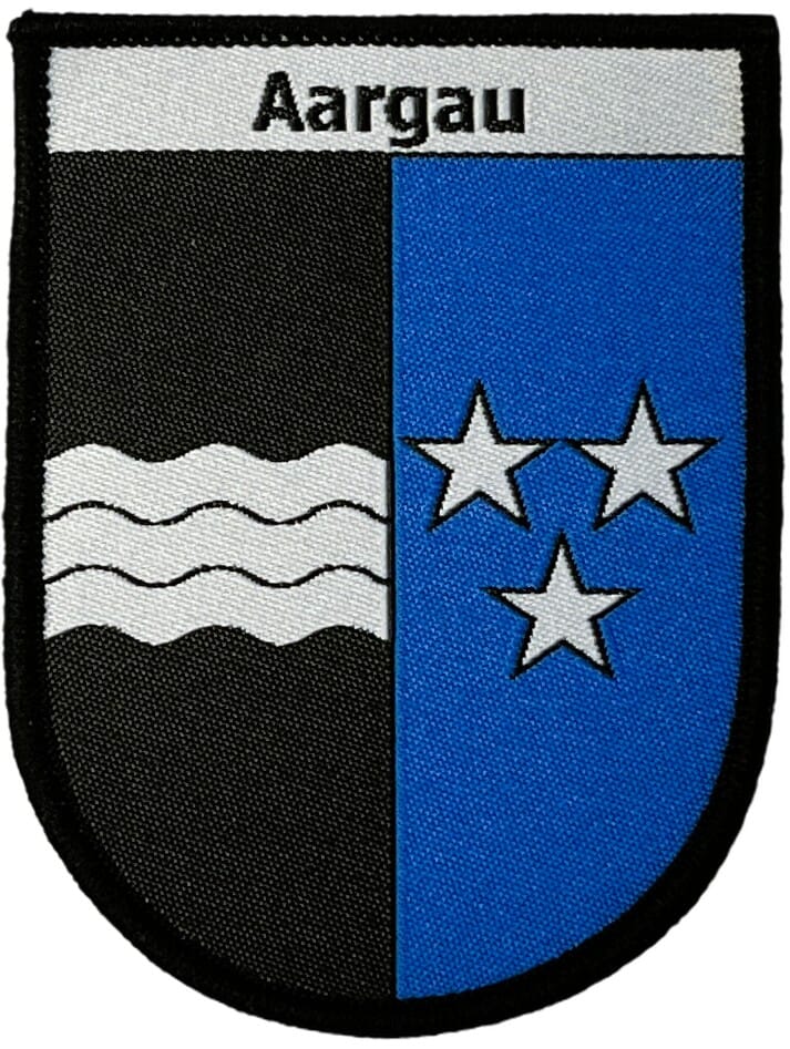 Patch gewoben zum aufb&uuml;geln Aargau Wappen unten rund | 6 x 8 cm - Bild 1