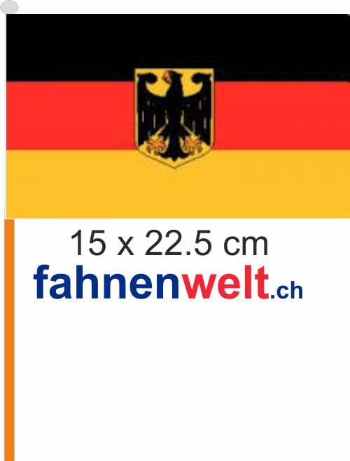 52980, Deutschland mit Adler Fahne / Flagge am Stab Pack à 4 Stück | 15 x 22.5 cm