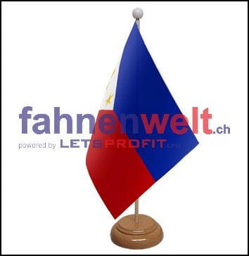 Philippinen Tisch-Fahne aus Stoff mit Holzsockel | 22.5 x 15 cm - Bild 1