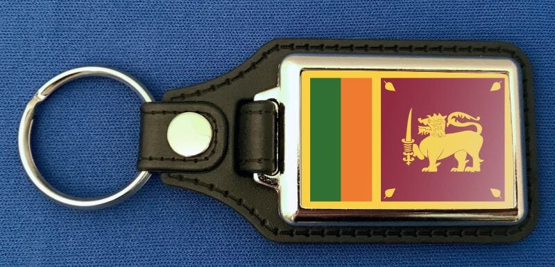 Sri Lanka Schl&uuml;sselanh&auml;nger aus Metall und Kunstleder | ca. 95 X 37 mm - Bild 1