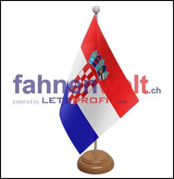 Kroatien Tisch-Fahne aus Stoff mit Holzsockel | 22.5 x 15 cm - Bild 1