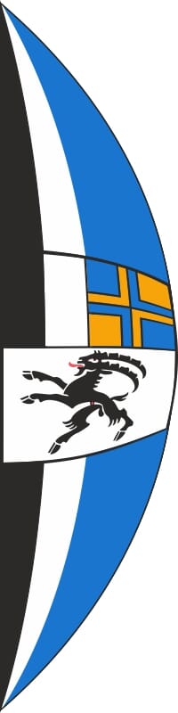 Bogenfahne / Halbrundfahne Kanton Graub&uuml;nden mit alternativen Darstellung GR inkl. Karabiner - Bild 1