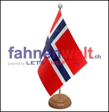 Norwegen Tisch-Fahne aus Stoff mit Holzsockel | 22.5 x 15 cm - Bild 1