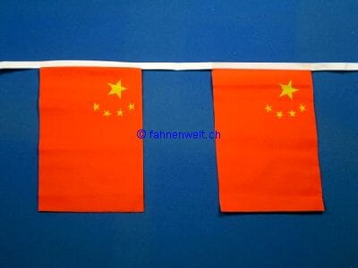 Fahnenkette China gedruckt aus Stoff | 30 Fahnen 15 x 22.5 cm 9 m lang - Bild 1