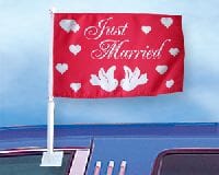 Just Married Auto-Fahne gedruckt im Querformat | 27 x 45 cm - Bild 1