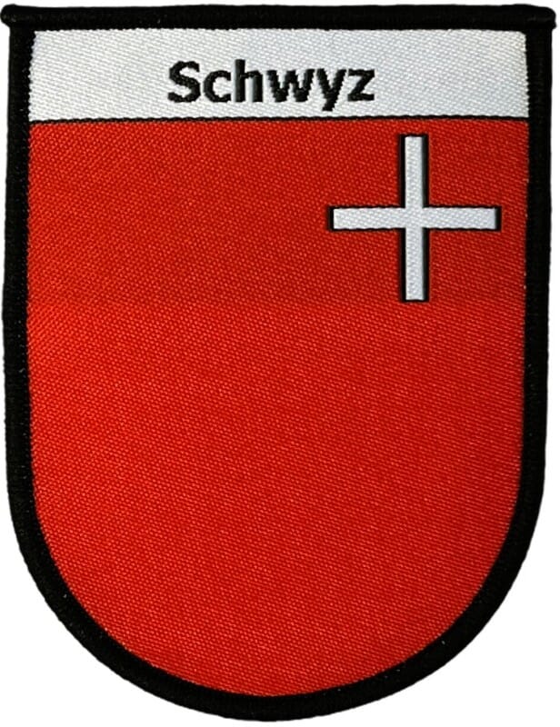 Patch gewoben zum aufb&uuml;geln Schwyz Wappen unten rund | 6 x 8 cm - Bild 1