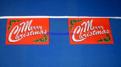 Stoff Fahnenkette Frohe Weihnachten gedruckt | 30 Fahnen 15 x 22.5 cm 9 m lang - Bild 1