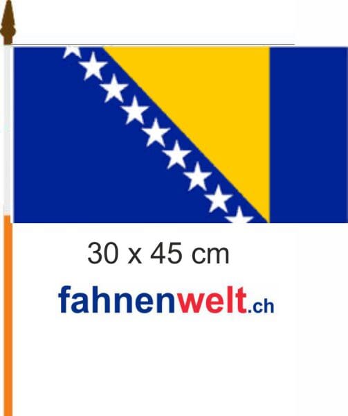 Bosnien und Herzegowina Fahne / Flagge am Stab | 30 x 45 cm - Bild 1
