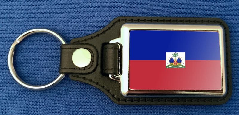 Haiti Schl&uuml;sselanh&auml;nger aus Metall und Kunstleder | ca. 95 X 37 mm - Bild 1