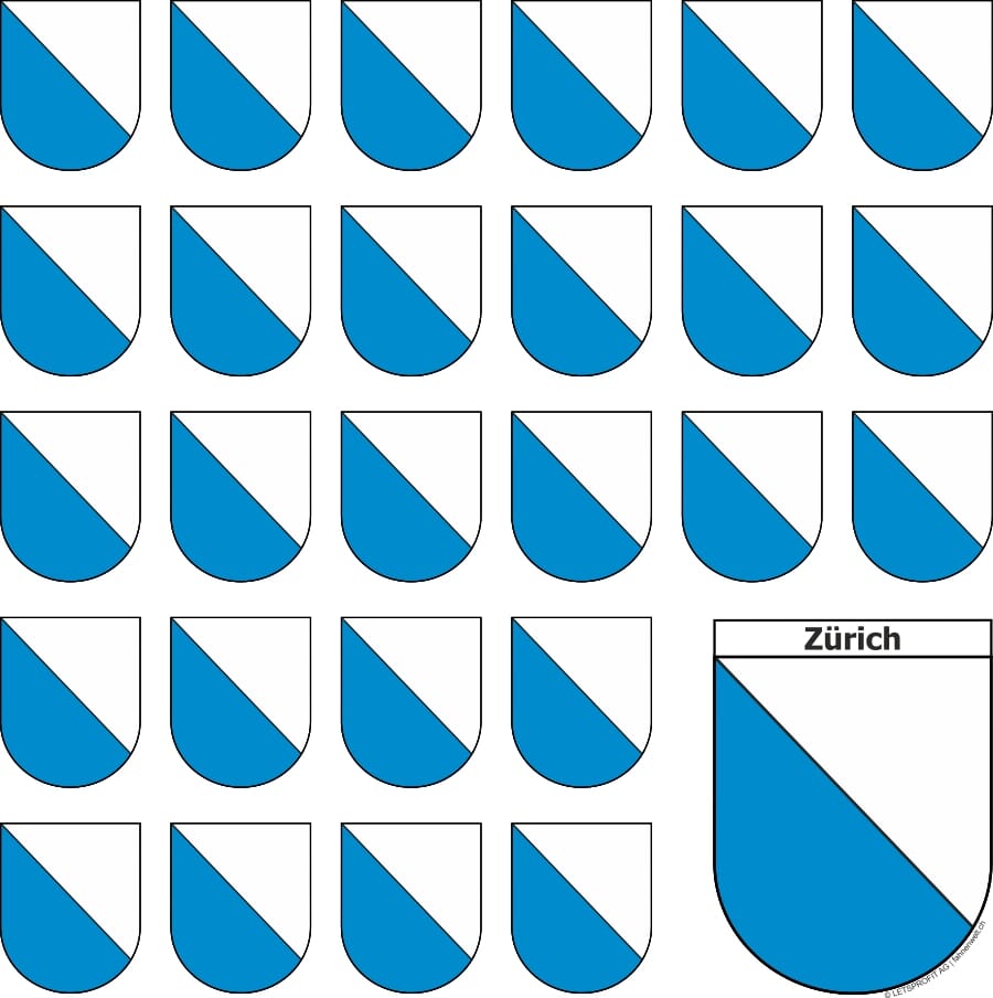 Aufkleber Sticker Z&uuml;rich mit grosser und 26 kleinen Wappen - Bild 1