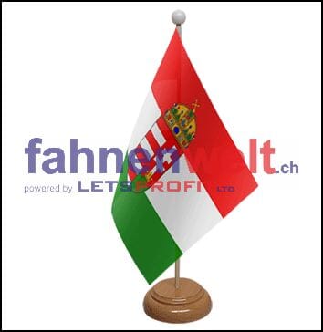 Ungarn Tisch-Fahne aus Stoff mit Holzsockel | 22.5 x 15 cm - Bild 1