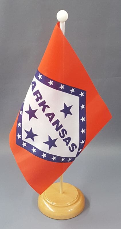 Arkansas Tisch-Fahne aus Stoff mit Holzsockel | 22.5 x 15 cm - Bild 1