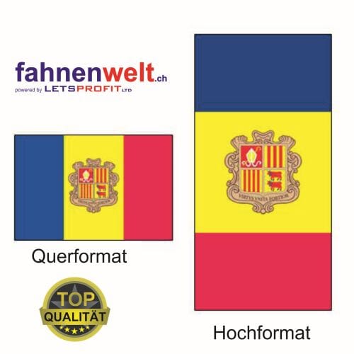 Andorra Fahne aus Multi-Flag im Hoch- und Querformat | diverse Gr&ouml;ssen - Bild 1