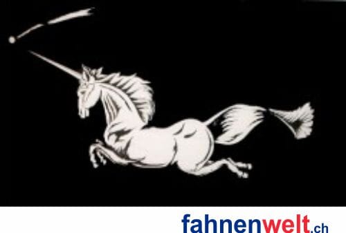 Einhorn/Unicorn Fahne schwarz gedruckt | 90 x 150 cm - Bild 1