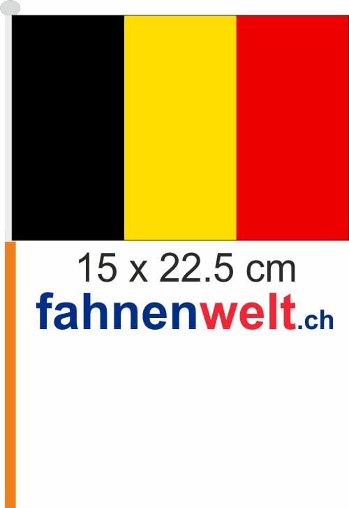 Belgien Fahne / Flagge am Stab Pack &agrave; 4 St&uuml;ck | 15 x 22.5 cm - Bild 1