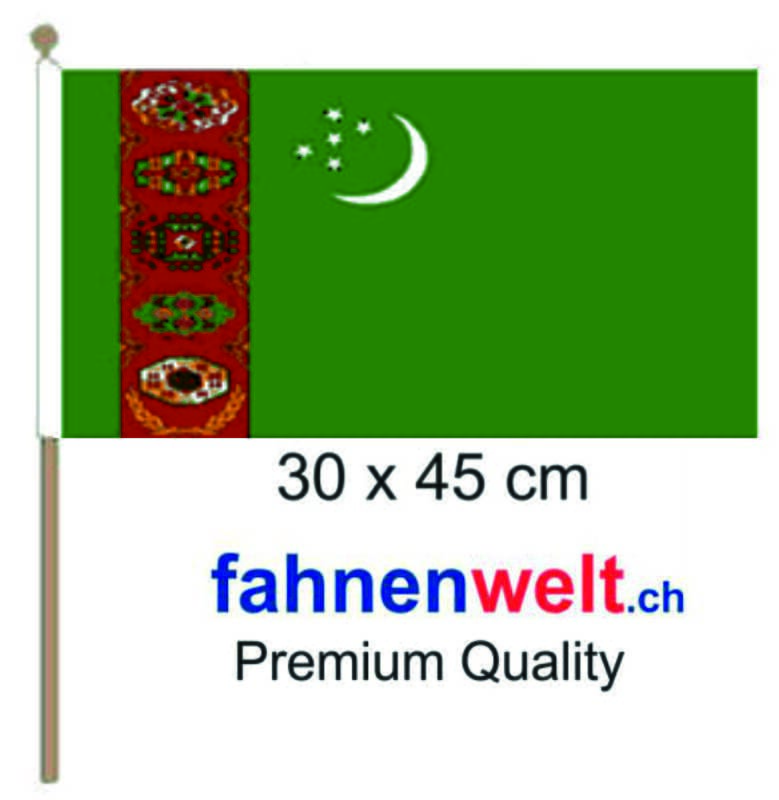 Turkmenistan Fahne / Flagge am Stab | 30 x 45 cm - Bild 1