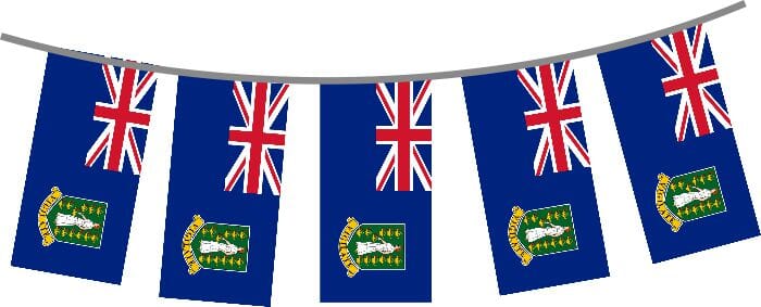 Fahnenkette Britischen Jungferninseln / Virgin Islands gedruckt aus Stoff | 30 Fahnen 15 x 22.5 cm 9 - Bild 1