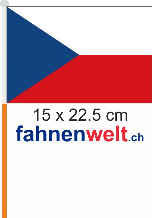 Tschechische Republik / Tschechien Fahne / Flagge am Stab Pack &agrave; 4 St&uuml;ck | 15 x 22.5 cm - Bild 1