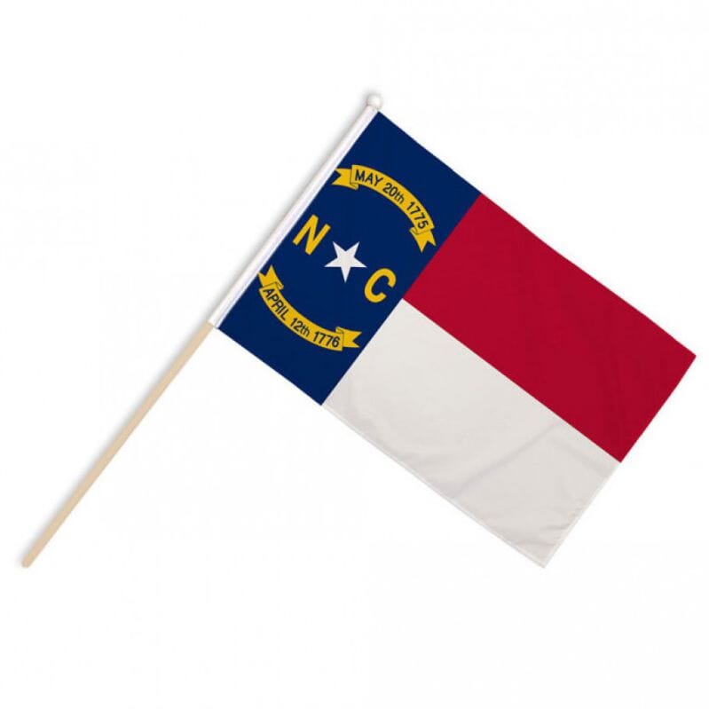 North Carolina Fahne / Flagge am Stab Pack &agrave; 4 St&uuml;ck | 15 x 22.5 cm - Bild 1