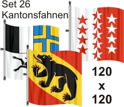 Set mit allen Kantonsfahnen mit Oesen SLF | 120 x 120 cm - Bild 1