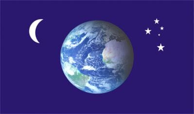Planet, Moon and Stars Fahne gedruckt | 90 x 150 cm - Bild 1