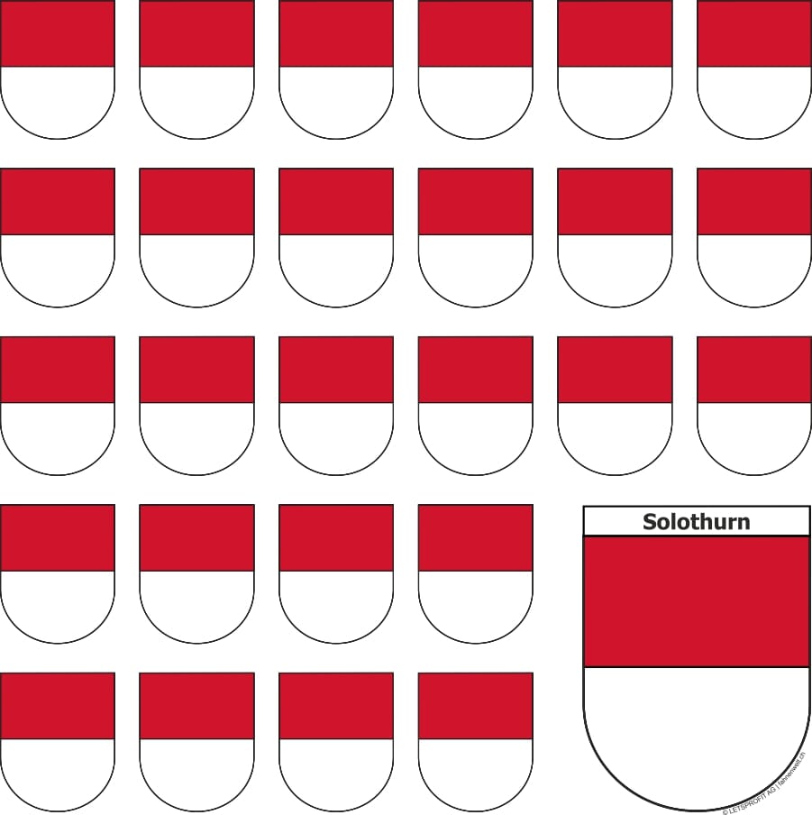 Aufkleber Sticker Solothurn mit grosser und 26 kleinen Wappen - Bild 1