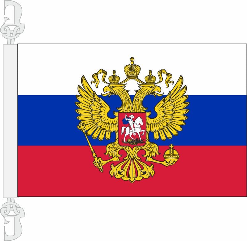 Russland mit Adler Hissfahne gedruckt im Querformat | 30 x 45 cm - Bild 1