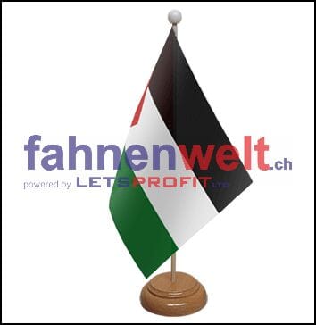 Pal&auml;stina Tisch-Fahne aus Stoff mit Holzsockel | 22.5 x 15 cm - Bild 1
