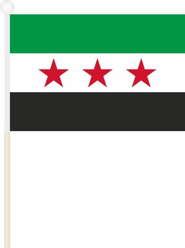 Syrien ab 2025 Fahne / Flagge am Stab Pack &agrave; 4 St&uuml;ck | 15.5 x 22.5 cm - Bild 1