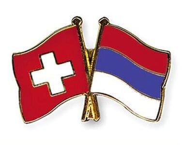 Freundschaftspin Schweiz-Serbien | Gr&ouml;sse ca. 22mm - Bild 1