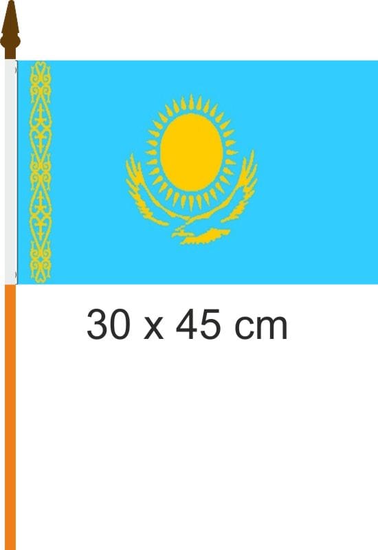 Kasachstan Fahne am Stab gedruckt | 30 x 45 cm - Bild 1