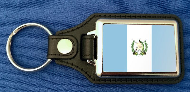 Guatemala Schl&uuml;sselanh&auml;nger aus Metall und Kunstleder | ca. 95 X 37 mm - Bild 1