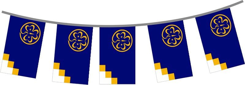 Stoff Blaue Fahnenkette Pfadfinderinnen gedruckt | 30 Fahnen 15 x 22.5 cm 9 m lang - Bild 1