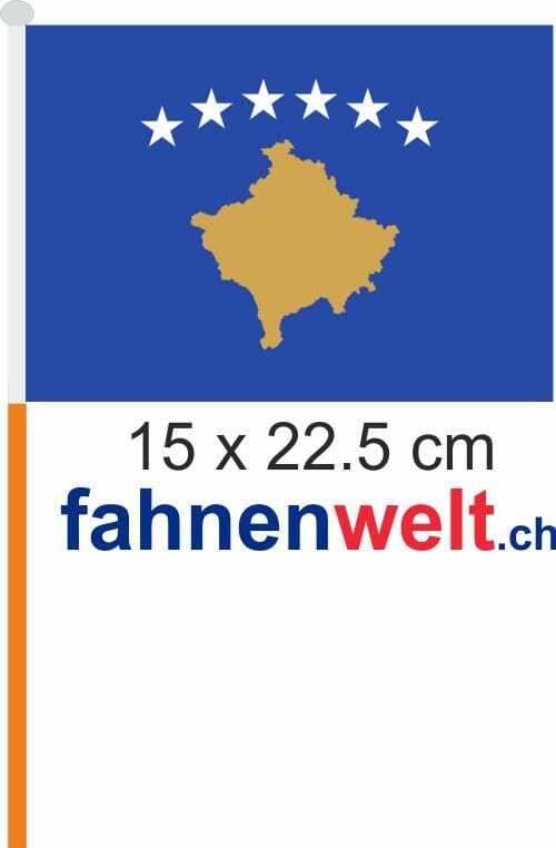 Kosovo Fahne / Flagge am Stab Pack &agrave; 4 St&uuml;ck | 15 x 22.5 cm - Bild 1