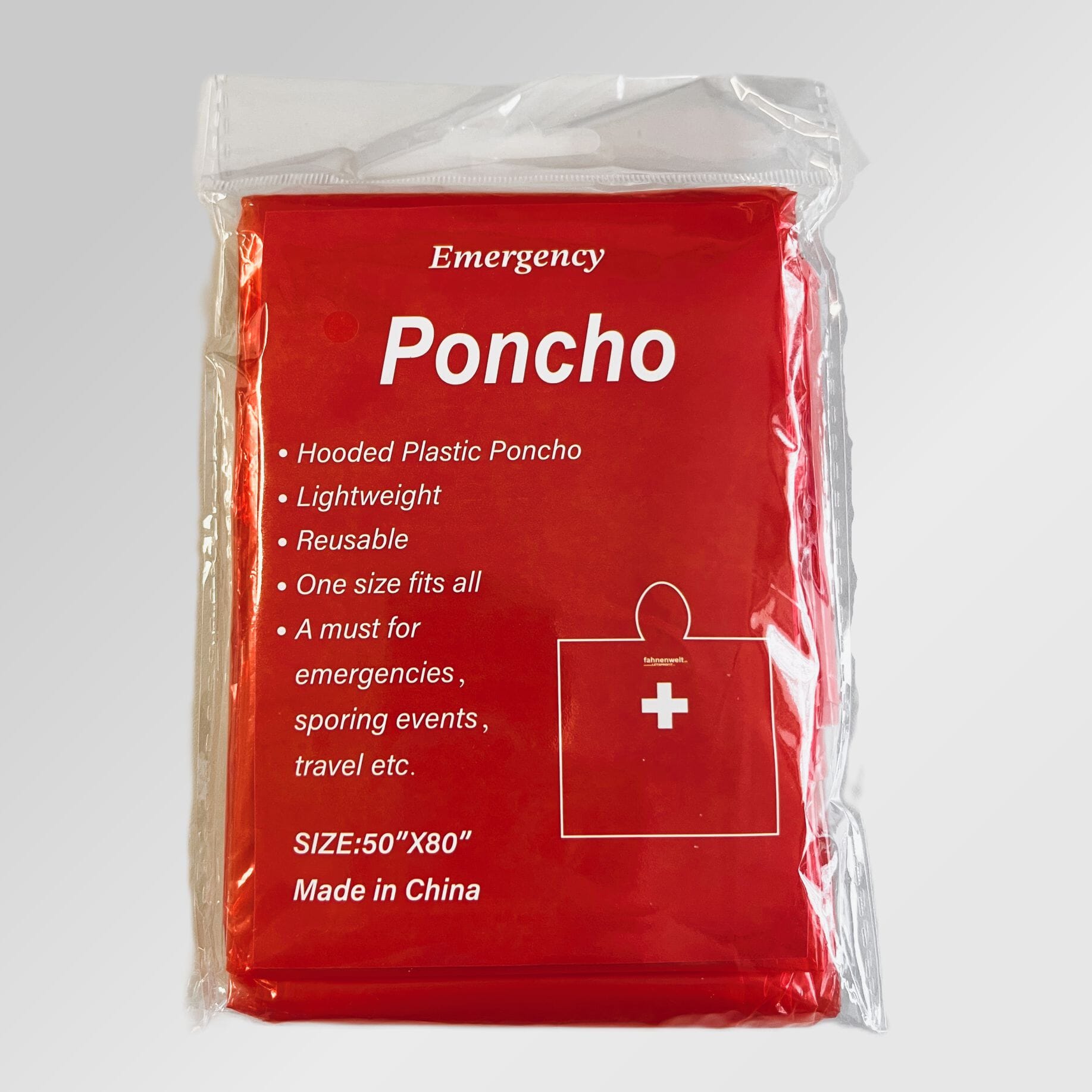Regenschutz-Poncho in Rot mit Schweizerkreuz | Gr&ouml;sse ca. 127 x 203 cm - Bild 2