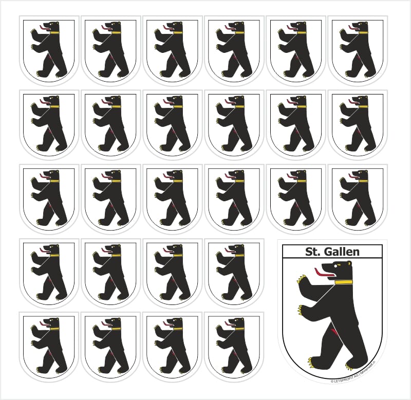 Aufkleber Sticker 9000 St. Gallen mit grosser und 26 kleinen Wappen - Bild 1