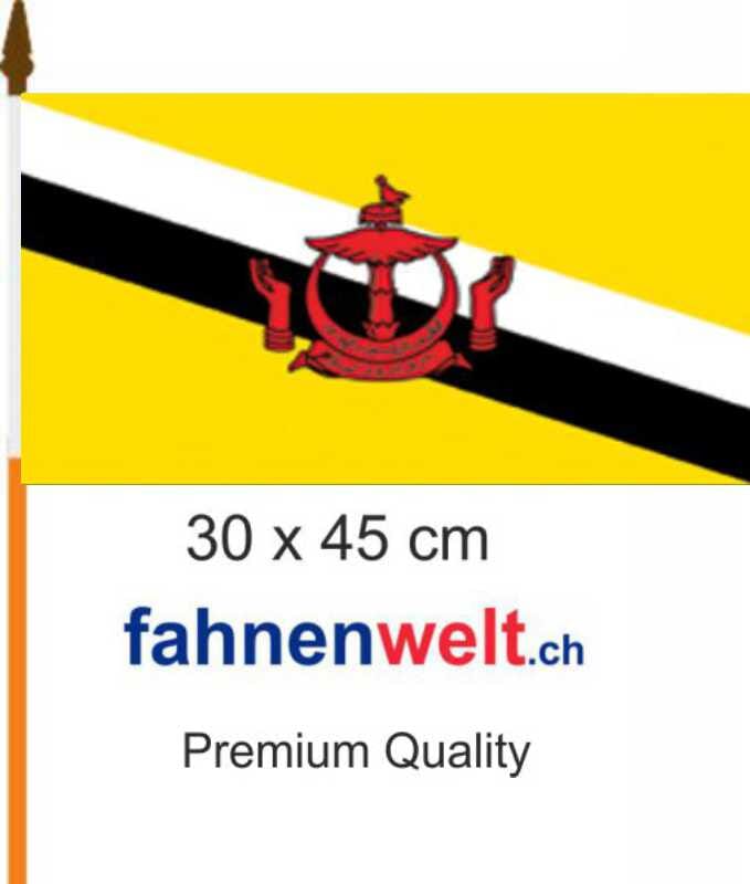 Brunei Fahne / Flagge am Stab | 30 x 45 cm - Bild 1