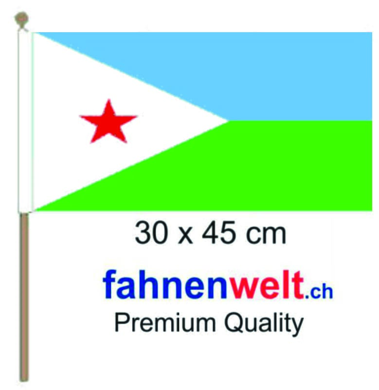 Dschibuti / Djibouti Fahne / Flagge am Stab | 30 x 45 cm - Bild 1