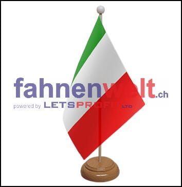 Italien Tisch-Fahne aus Stoff mit Holzsockel | 22.5 x 15 cm - Bild 1