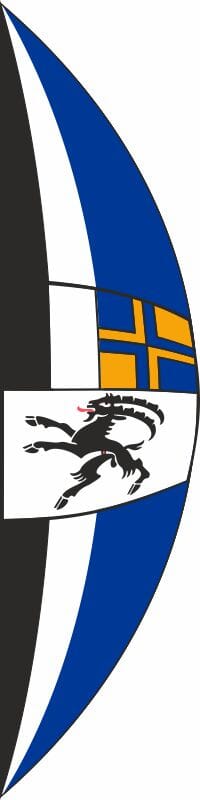 Bogenfahne / Halbrundfahne Kanton Graub&uuml;nden mit alternativen Darstellung GR inkl. Karabiner - Bild 2