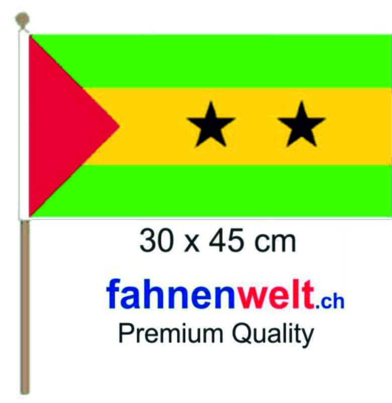 S&atilde;o Tom&eacute; und Pr&iacute;ncipe Fahne / Flagge am Stab | 30 x 45 cm - Bild 1