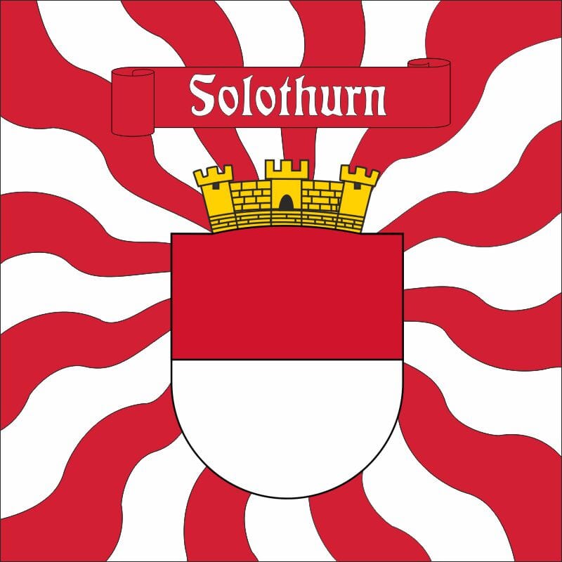 Fahne geflammt Gemeinde 4500 Stadt Solothurn mit Krone (SO) | 30 x 30 cm und Gr&ouml;sser - Bild 1