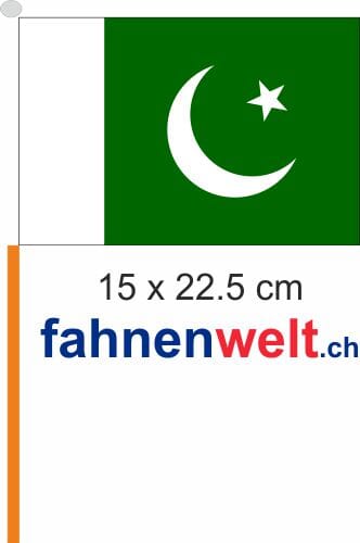 Pakistan Fahne / Flagge am Stab Pack &agrave; 4 St&uuml;ck | 15 x 22.5 cm - Bild 1