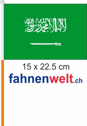 Saudi Arabien Fahne / Flagge am Stab Pack &agrave; 4 St&uuml;ck | 15 x 22.5 cm - Bild 1