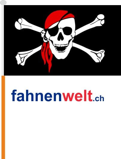 Pirat mit Kopftuch Fahne / Flagge am Stab Pack &agrave; 4 St&uuml;ck | 15.5 x 23 cm - Bild 1