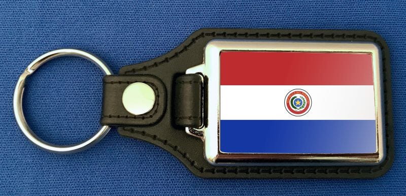 Paraguay Schl&uuml;sselanh&auml;nger aus Metall und Kunstleder | ca. 95 X 37 mm - Bild 1