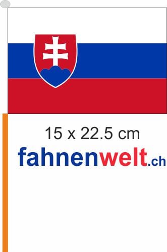 Slowakei Fahne / Flagge am Stab Pack &agrave; 4 St&uuml;ck | 15 x 22.5 cm - Bild 1